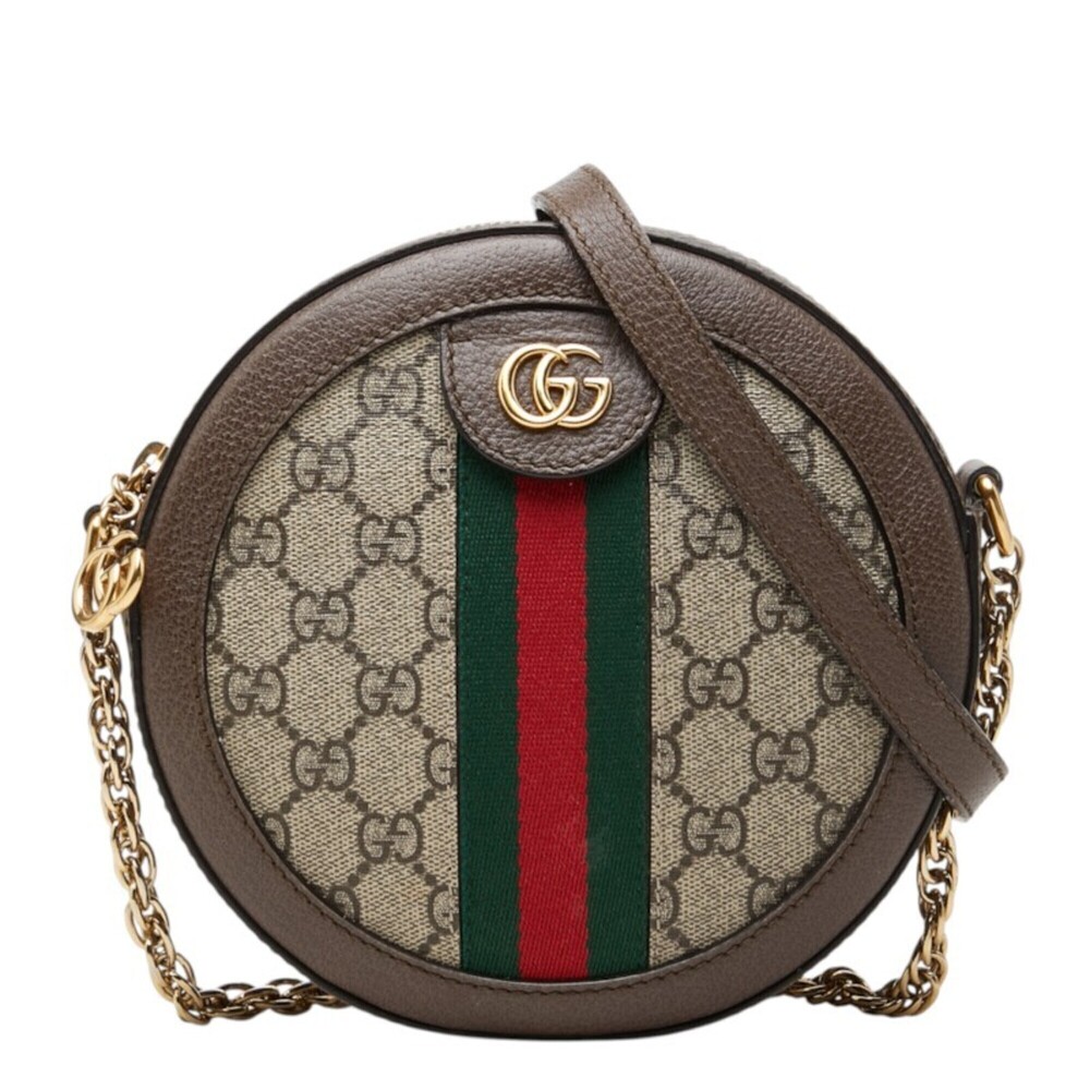 Gucci Ophidia GG Supreme Crossbody Chain Shoulder Bag 550618 Brown Leather Wo...